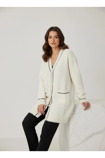 Beyaz Premium Angora Hırka