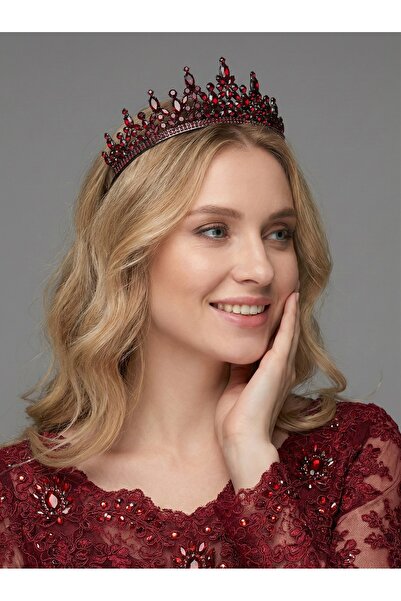 Magic Tiara Kristal Taşlı Kraliçe Model Gelin Tacı - Işıltılı Düğün Saç Akses...