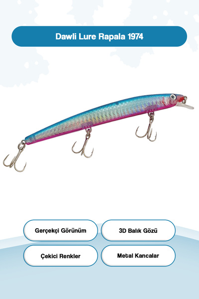 DAWLİ Lure Mavi Pembe Maket Balık Rapala 13 Cm