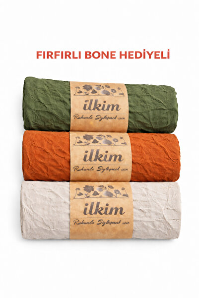 cs ilkim Firfirli Bone Gifted Kraş Shawl 3-Piece Khaki-Tile-Stone