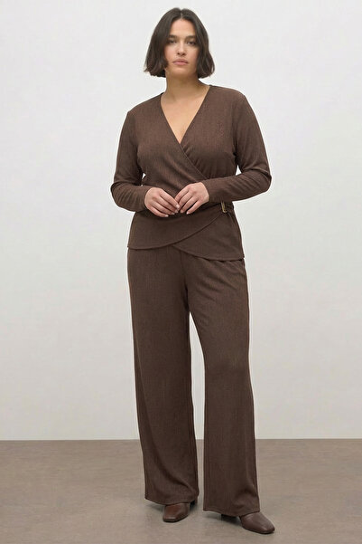 MYLİNE Knitted Trousers with Elastic Waist and Pockets