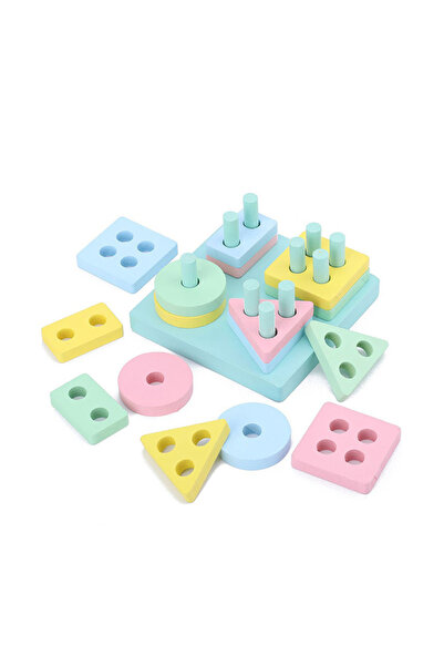 OEM Joc Educativ Din Lemn, Tip Montessori, Sortare Forme Geometrice, 4 Coloan...