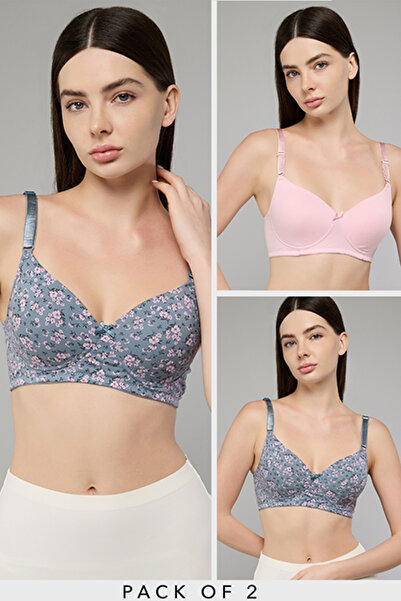 R&B Women's Green 2 Pack Printed Wireless Bras