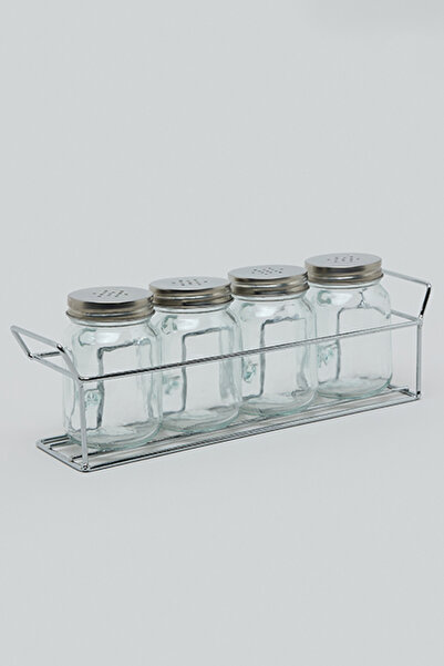 R&B Unisex Silver–colored Glass Seasoning Shaker Set