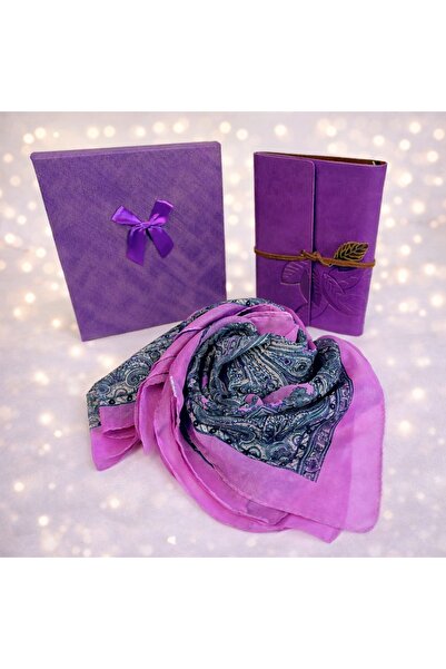 velve Purple vintage diary gift set with elegant scarf