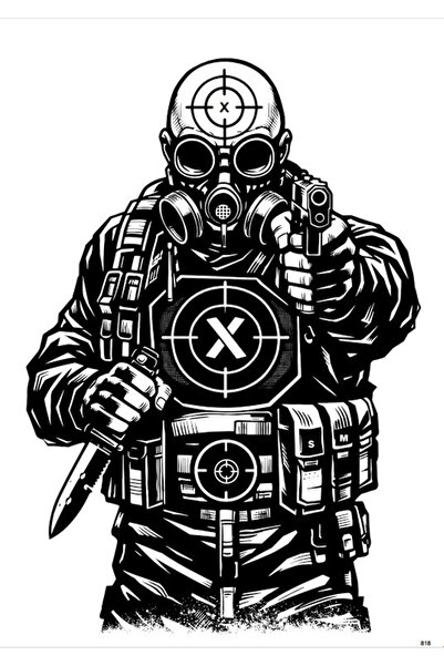 SİM Gaz Maskeli İnfazcı – Yakın Mesafe Görev Hedefi 64x90cm (10 Adet)