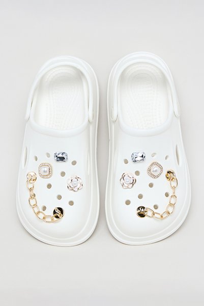 R&B Women's Cream Charm Detail Slingback Clogs