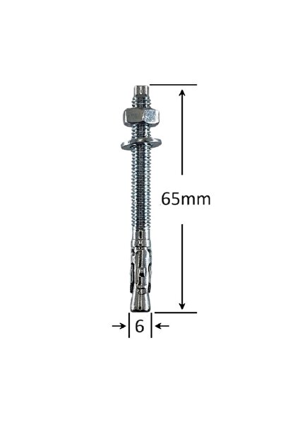 Gray Square Conexpand Anchor With Cylindrical Pin And Clamp M6x65 - 100pcs/box
