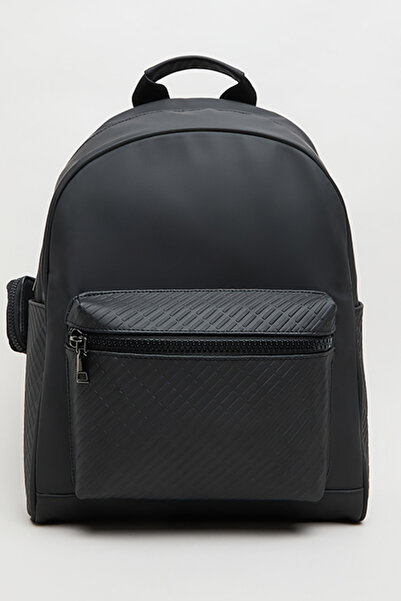 R&B Men's Black Solid Zip-Around Backpack