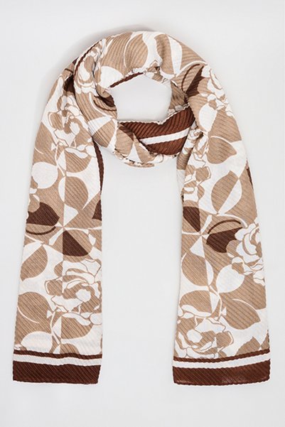 R&B Women's Brown Patterned Scarf, 180X85cm