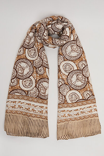 R&B Women's Beige Floral Print Scarf