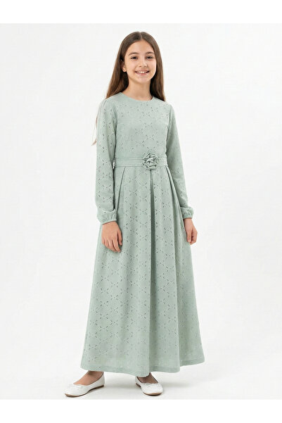 Giyinse فستان بناتي من ازجي باللون الأخضر - فستان إسلامي