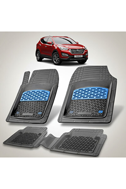 TEAMCAR Hyundai Santa Fe 2012-2018 Floor Mats | Rubber Floor Mat | Blue