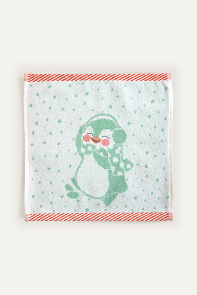 Casadora Baby Pingu Green 100% Organic Cotton First Towel - 30X30Cm