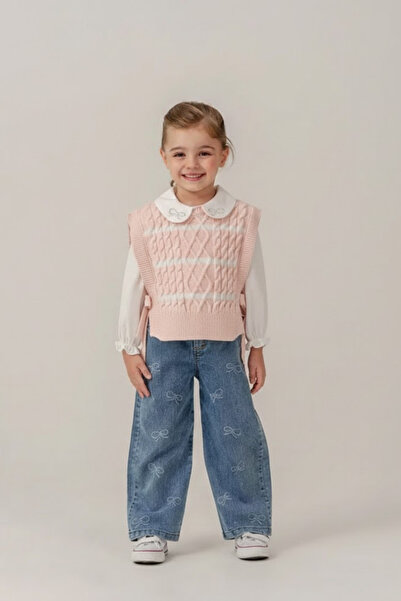 Eray Kids طقم بنطلون جينز بفيونكة للفتيات مع سترة، طقم من 3 قطع للعطلات