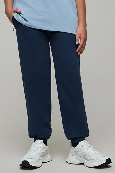 R&B Boy's Dark blue Solid Joggers with Drawstring Waist