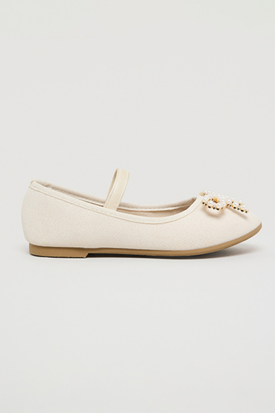 R&B Girl's Gold–colored Bow Detail Ballerinas