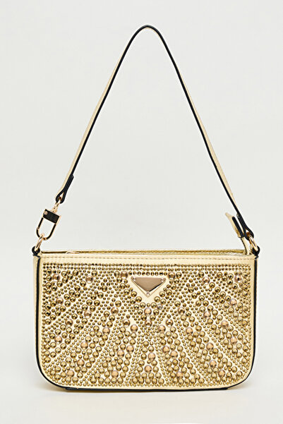 R&B حقيبة كتف نسائية مزينة باللون الذهبي