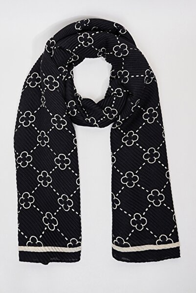 R&B Women's Black Patterned Scarf, 180X85cm