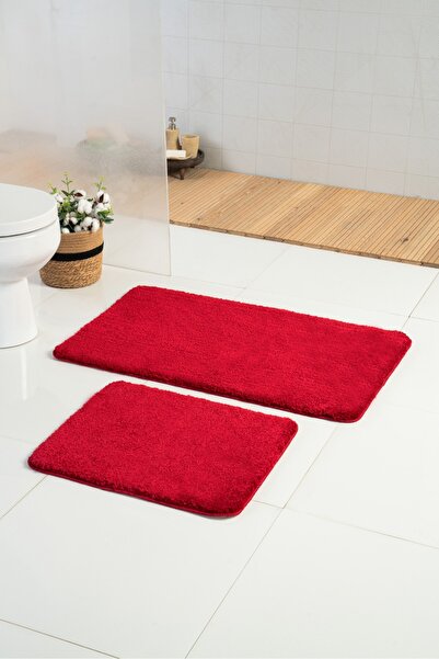 Moda Dekor Softmicro Bordo 60x100-60x50 cm 2'li Banyo Paspası | Kaydırmaz,Yık...