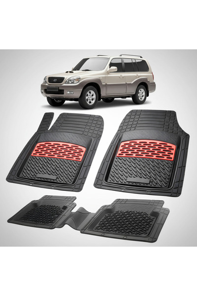 TEAMCAR Hyundai Terracan 2001-2004 Floor Mats | Rubber Floor Mat | Red