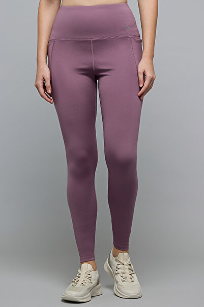 R&B Women's Purple Solid Leggings with Elastic Waist
