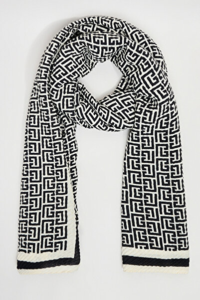 R&B Women's Black Patterned Scarf, 180X85cm