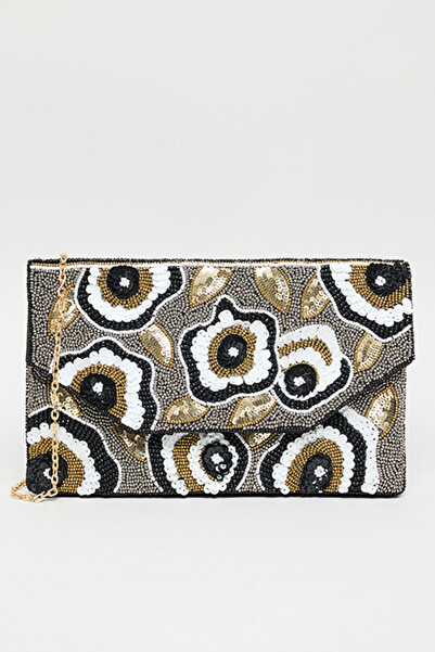 R&B حقيبة يد نسائية مزينة باللون الذهبي