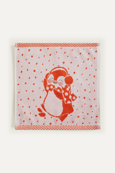 Casadora Baby Pingu Red 100% Organic Cotton First Towel - 30X30Cm
