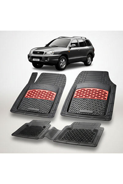 TEAMCAR Hyundai Santa Fe 2000-2006 Floor Mats | Rubber Floor Mat | Red