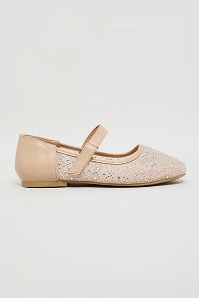 R&B Girl's Beige Embellished Mary Jane Shoes