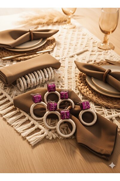 Saatistan 6’lı Fiyonk Süslemeli Dekoratif Peçete Yüzüğü, Ramazan Sofra Şıklığı