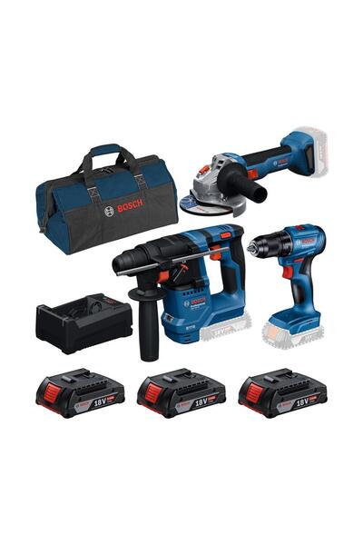Bosch Professional GBH 18V-18 + GSR 185-LI + GWS 18V-8 + Kanvas Çanta + 3x18V...