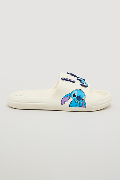 R&B Girl's Cream Stitch Charm Detail Slides