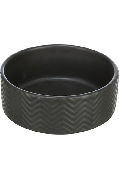 Trixie Bol ceramic, Trixie, pentru câini, 0,4 l/13 cm, negru