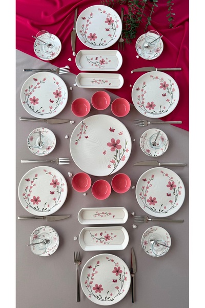 Yiğit Seramik Züccaciye Bahar Model 6 Kişilik 23 Parça Röfyeli Modern Kahvalt...