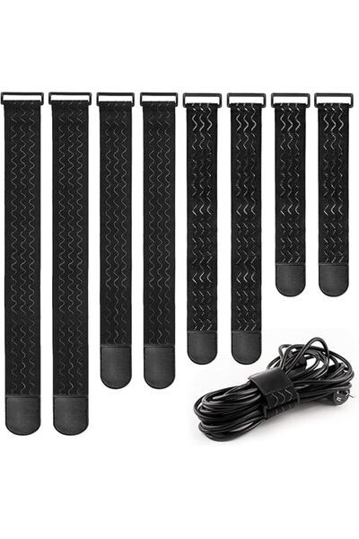 The Bros Pack of 8 elastic Velcro straps, Velcro cable ties, webbing straps w...