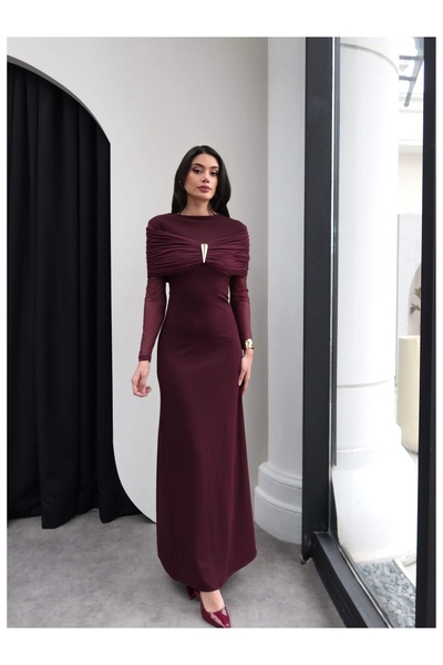 ESRAHELVACI Long Dress with Tulle Sleeve Accessories