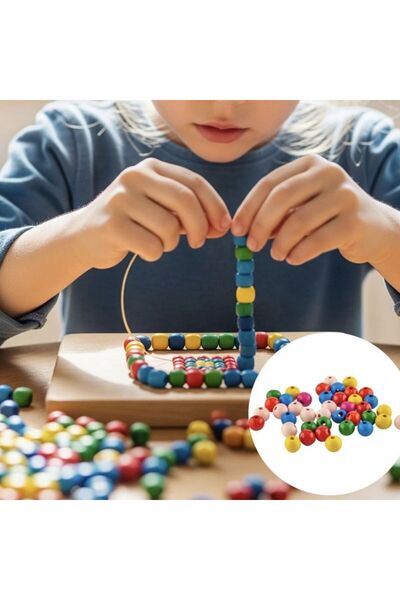 Kika Sanatsal Kağıt Tahta Boncuk 40'lı Renkli Tabaka