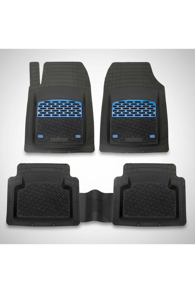 TEAMCAR ® Safir Universal Car Mats - Set of 5 Pieces, Tray 3cm Blue