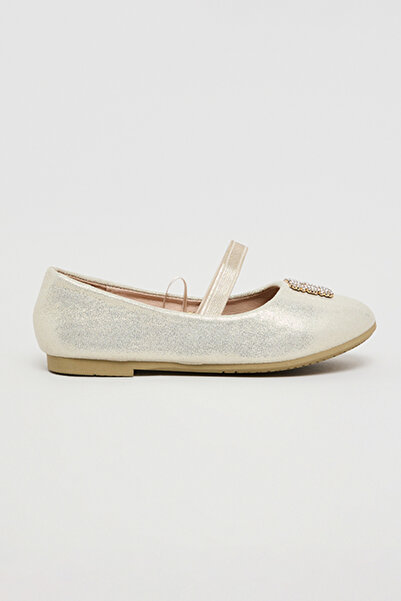 R&B Girl's Gold–colored Embellished Ballerinas