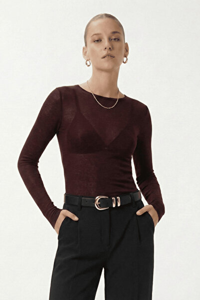 Ritnice Bluză pentru femei Scarlet Semi transparent cu decolteu bărcuță foart...