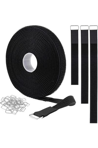 The Bros 1" x 16ft Hook and Loop Straps with 25 Metal Buckles, Adjustable Nyl...