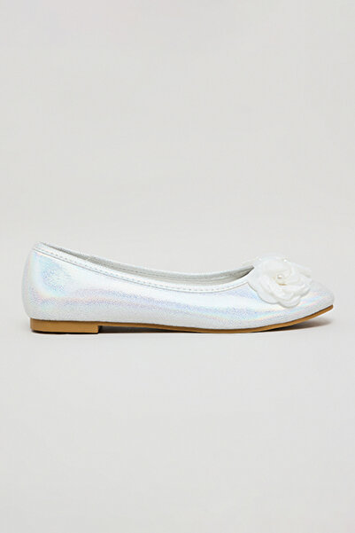 R&B Girl's White 3D Flower Ballerinas