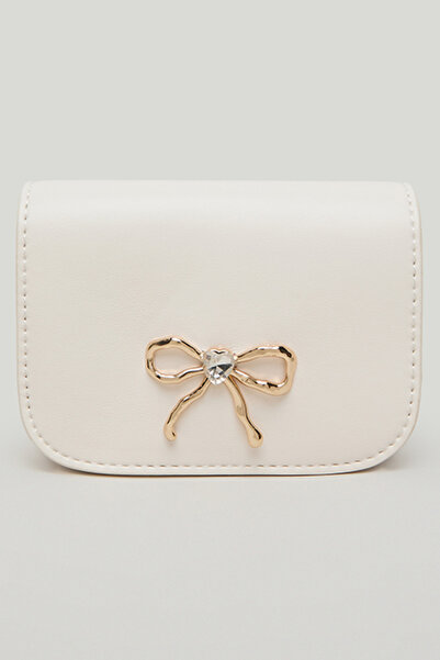 R&B Girl's Cream Bow Detail Sling Bag