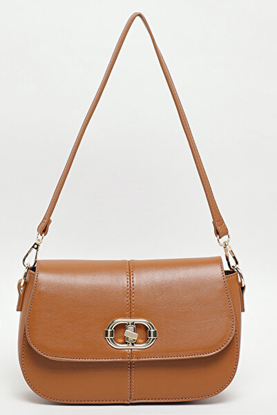 R&B Women's BROWN Solid Flap Shoulder Bag