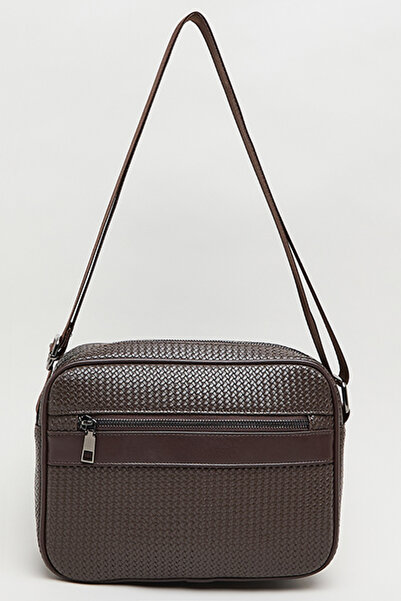 R&B Men's Brown Braided Crossbody Bag