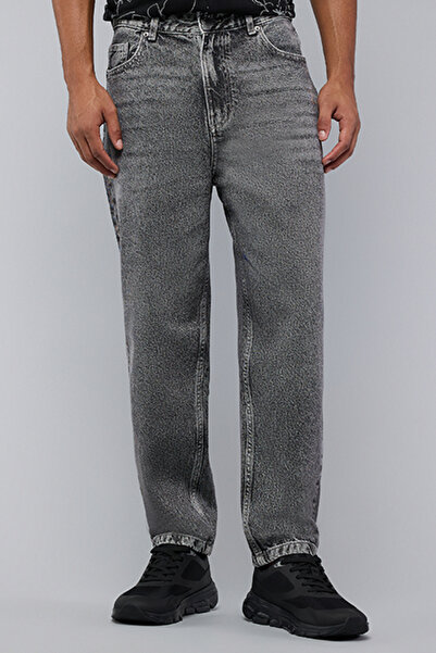 R&B بنطلون جينز رجالي رمادي فاتح بقصة مستقيمة وإغلاق بأزرار