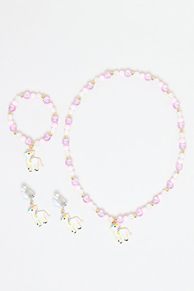 R&B طقم مجوهرات للبنات باللون البنفسجي مكون من 3 قطع