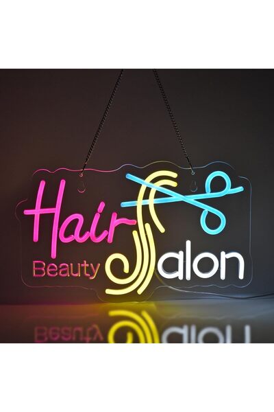 Slasa Hair Salon Multicolor LED Neon Style Wall Decor with Acrylic Base 24x40 cm